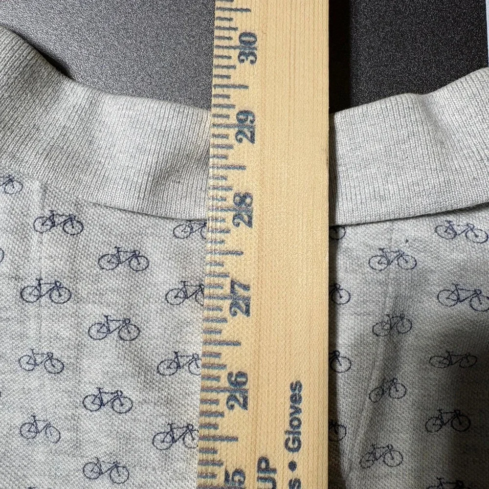Banana Republic Organic Cotton Pique Polo Mens XL Gray Blue Bicycle Print Shirt